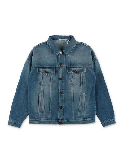 Shop Palm Angels Blue Denim Cotton Boy  Jacket In Azul