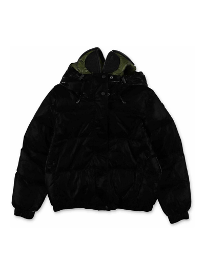 Shop Ai Riders On The Storm Glossy Black Padded Jacket With Hood In Negro