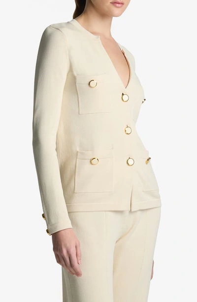 St John Santiago Knit Button Jacket In Ecru