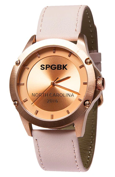 Shop Spgbk Watches Elizabeth Leather Strap Watch, 44mm In Rose Gold