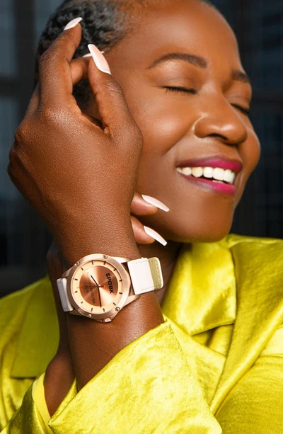 Shop Spgbk Watches Elizabeth Leather Strap Watch, 44mm In Rose Gold