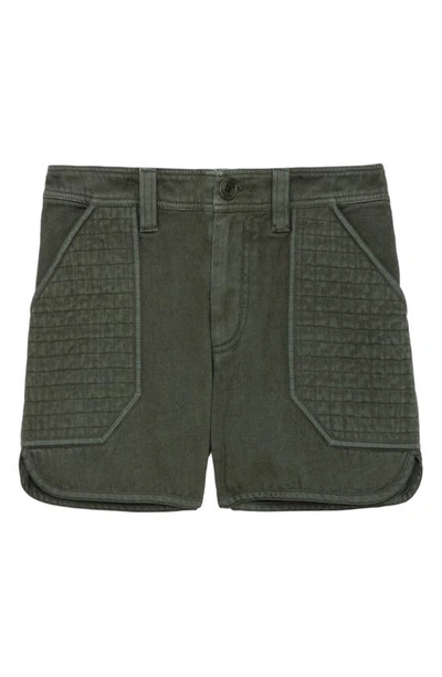 Shop Zadig & Voltaire Sei Quilted Cotton Twill Shorts In Kaki