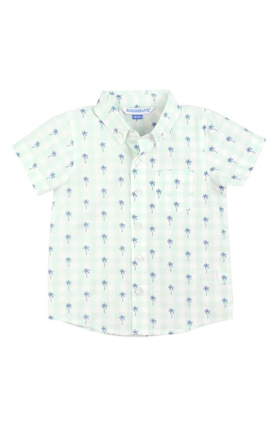 Shop Ruggedbutts Palm Tree Short Sleeve Cotton Button-down Shirt In Green