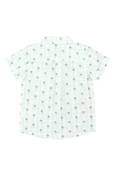 Shop Ruggedbutts Palm Tree Short Sleeve Cotton Button-down Shirt In Green