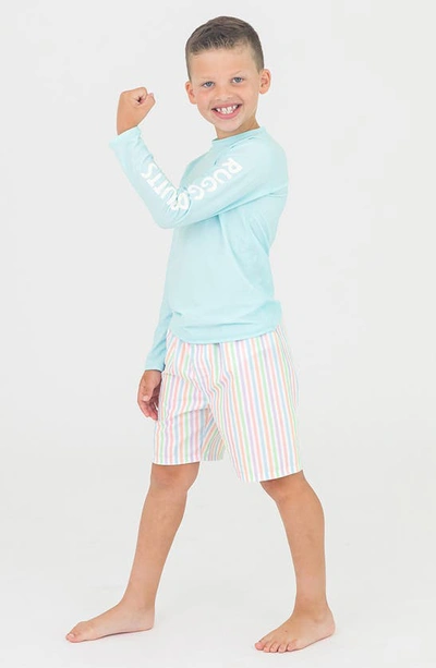 Shop Ruggedbutts Long Sleeve Two-piece Rashguard Swimsuit In Rainbow Stripe
