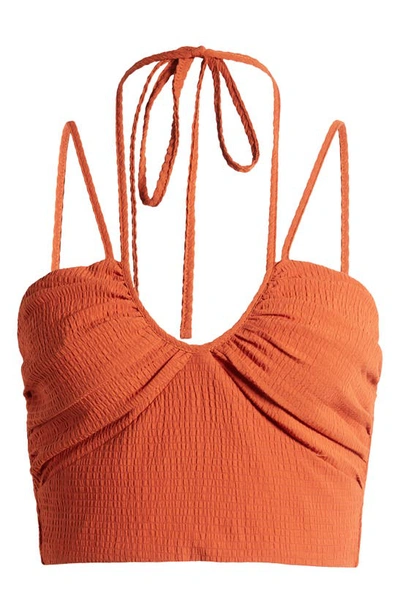 Shop Topshop Ruched Halter Top In Rust