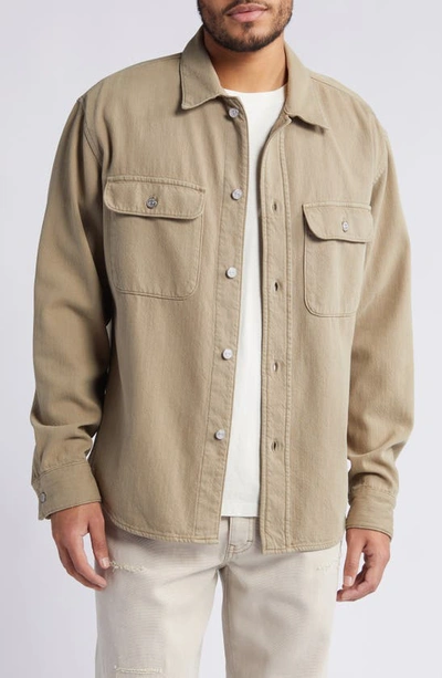 Frame Textured Terry Overshirt Dark Beige In Dark Beige