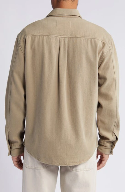 Shop Frame Textured Terry Overshirt In Dark Beige
