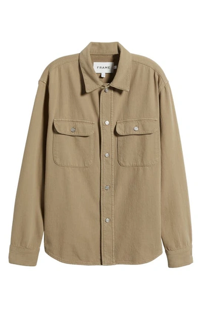 Shop Frame Textured Terry Overshirt In Dark Beige