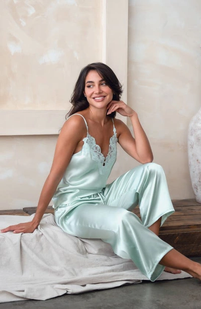 Shop In Bloom By Jonquil Adore You Satin Crop Pajamas In Celadon