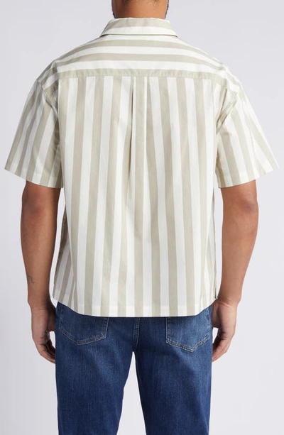 Shop Frame Stripe Camp Shirt In Smoke Beige Stripe