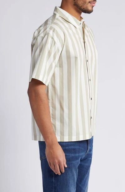 Shop Frame Stripe Camp Shirt In Smoke Beige Stripe