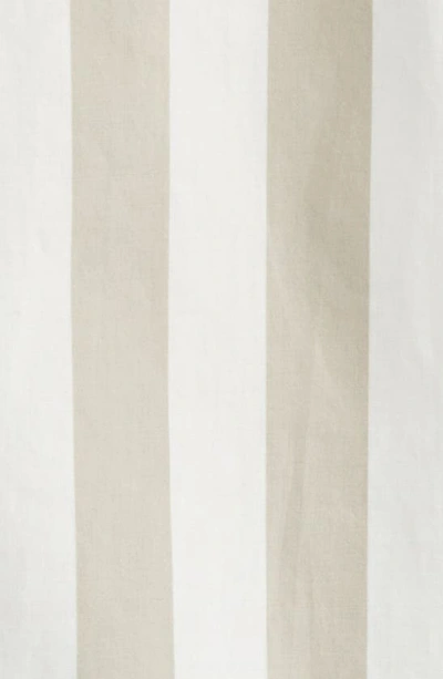 Frame Printed Button Front Short Sleeve Camp Shirt In Smoke Beige Stripe