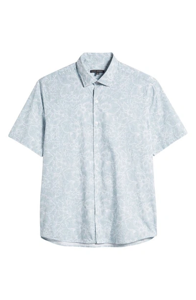 Shop Robert Barakett Faraday Floral Short Sleeve Button-up Shirt In Light Blue