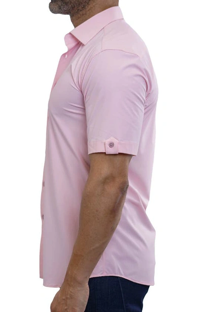 Maceoo Galileo Stretchcore Short Sleeve Performance Button-up Shirt In Pink