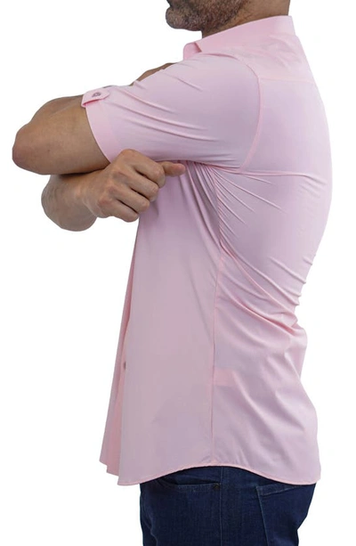 Maceoo Galileo Stretchcore Short Sleeve Performance Button-up Shirt In Pink