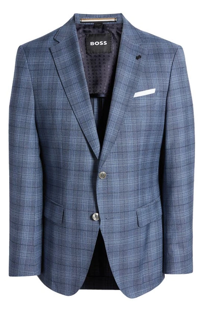 Shop Hugo Boss Boss Hutson Plaid Wool Sport Coat In Open Blue