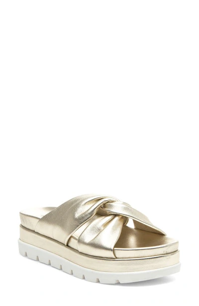 Shop J/slides Nyc Bright Platform Slide Sandal In Lt Gold