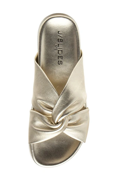J/slides Nyc Bright Platform Slide Sandal In Lt Gold