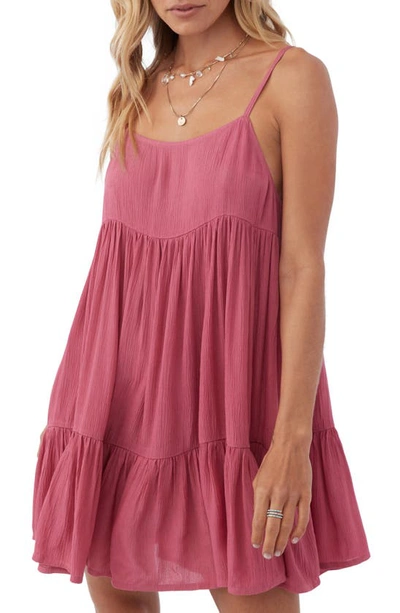 Shop O'neill Rilee Crinkle Tiered Cover-up Dress In Berry