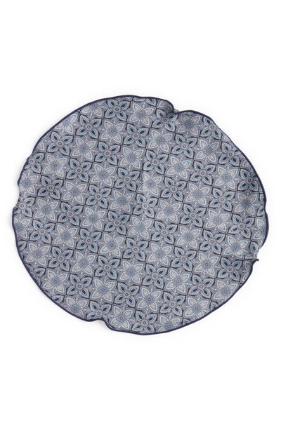 Shop Edward Armah Reversible Quatrefoil & Oval Print Silk Pocket Circle In Gray