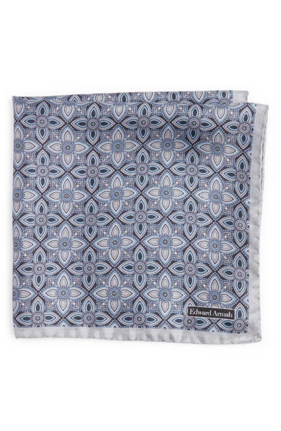 Shop Edward Armah Floral Silk Pocket Square In Gray