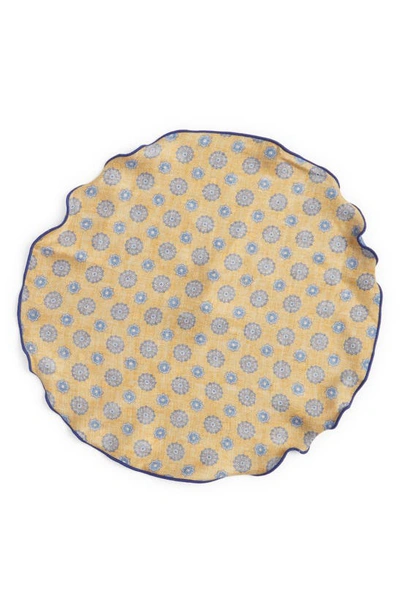 Shop Edward Armah Medallion & Neat Print Reversible Silk Pocket Circle In Yellow