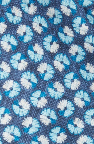 Shop Edward Armah Reversible Floral & Micropattern Silk Pocket Circle In Blue