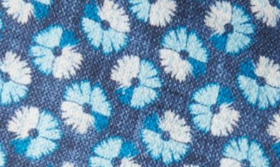 Shop Edward Armah Reversible Floral & Micropattern Silk Pocket Circle In Blue