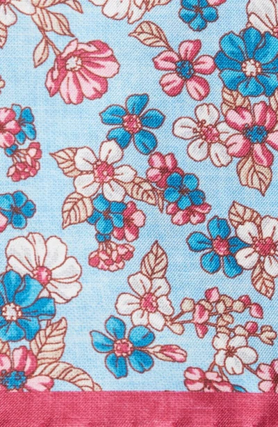 Shop Edward Armah Floral Silk Pocket Square In Light Blue