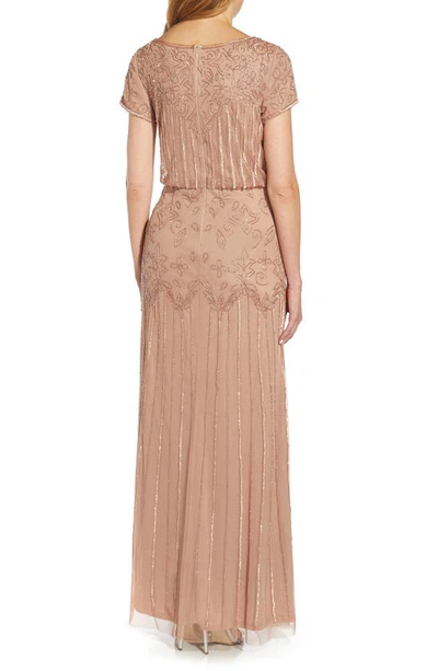 Shop Adrianna Papell Beaded Gown In Rose Gold
