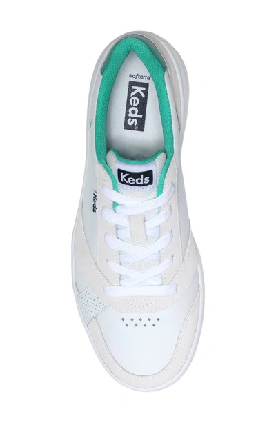 Shop Keds The Court Leather Sneaker In White/ Green Leather