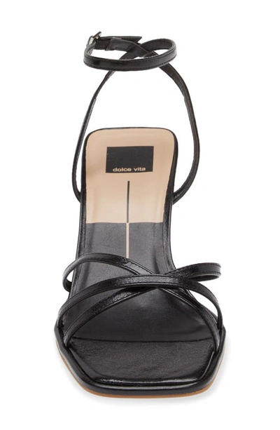 Dolce Vita Manji Ankle Strap Sandal In Midnight Patent Leather