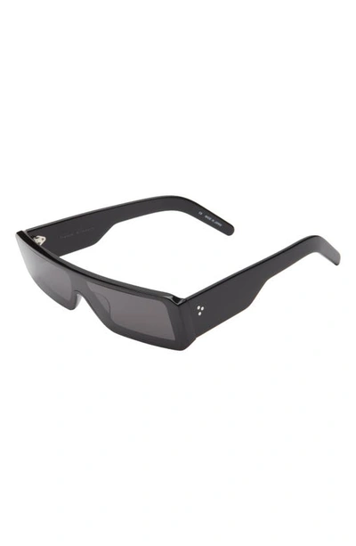 Shop Rick Owens Gethshades Rectangular Shield Sunglasses In Black Temple/black Lens