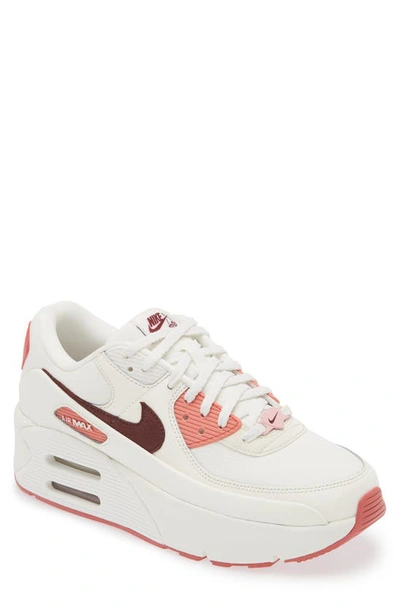 Shop Nike Air Max 90 Lv8 Se Platform Sneaker In Sail/ Dark Red/ Adobe/ Pink