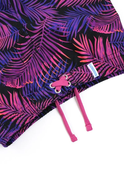 Shop Ruggedbutts Kids' Palm Print Swim Trunks In Marine Glow