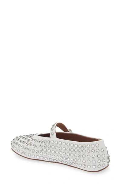 Shop Alaïa Rhinestone Ballet Flat In White