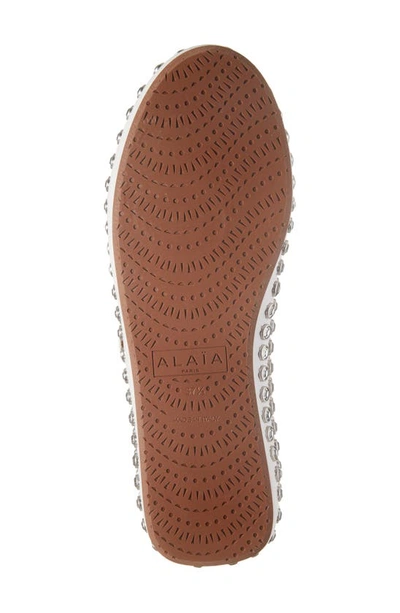 Shop Alaïa Rhinestone Ballet Flat In White