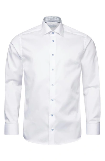 Shop Eton Signature Slim Fit Solid White Organic Cotton Twill Dress Shirt In Natural