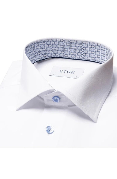Shop Eton Signature Slim Fit Solid White Organic Cotton Twill Dress Shirt In Natural