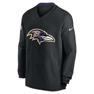 Shop Nike Black Baltimore Ravens Sideline V-neck Pullover Windbreaker