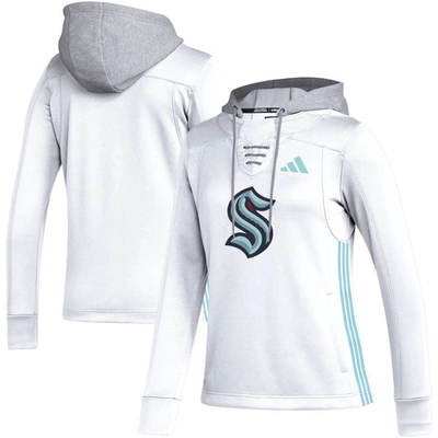 Shop Adidas Originals Adidas White Seattle Kraken Refresh Skate Lace Aeroready Pullover Hoodie