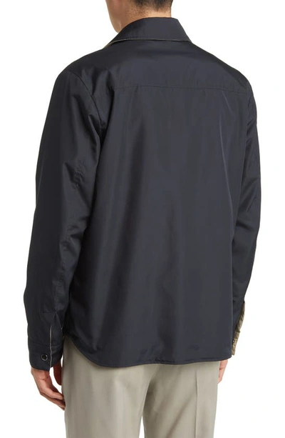Shop Canali Reversible Snap Front Jacket In Navy