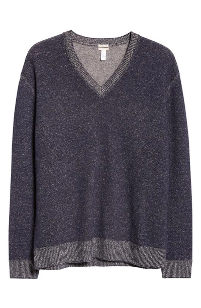 Shop Massimo Alba Jeff Jaspé Linen & Cashmere V-neck Sweater In U501 Blu
