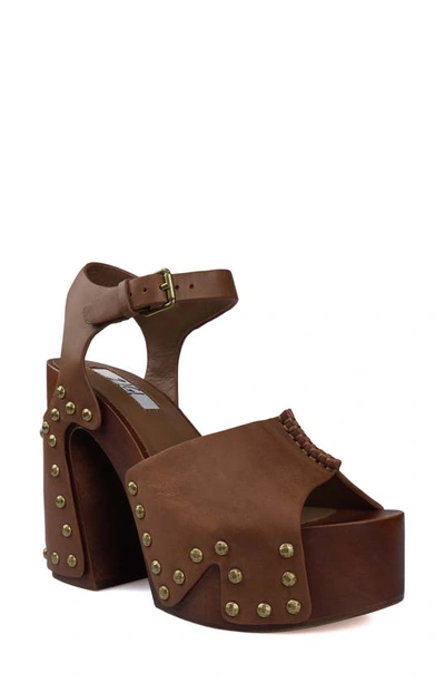 Shop Zigi Milas Ankle Strap Sandal In Tan Leather