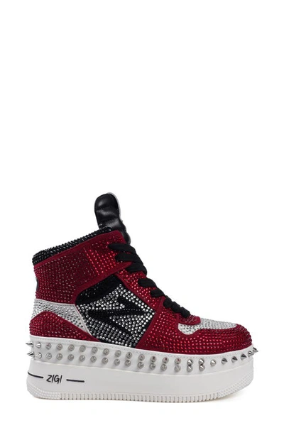 Zigi Xani Platform Sneaker In Red Suede
