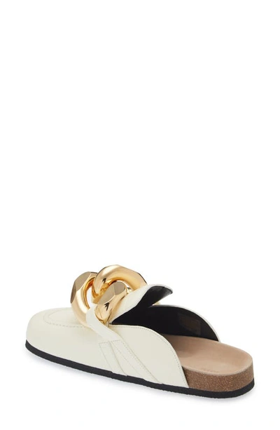 Shop Jw Anderson Chain Detail Loafer Mule In Calf Print Cocco White/ Gold