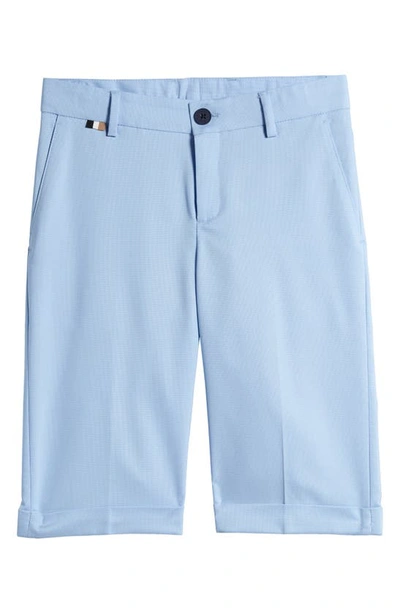Shop Bosswear Boss Kidswear Kids' Solid Cuff Shorts In Pale Blue