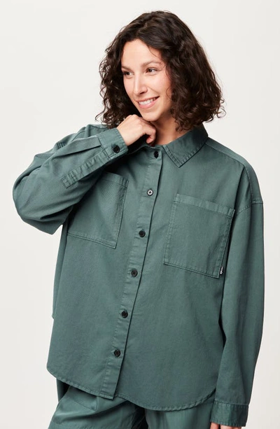 Shop Picture Organic Clothing Catalya Linen & Cotton Button-up Shirt In Sea Pine