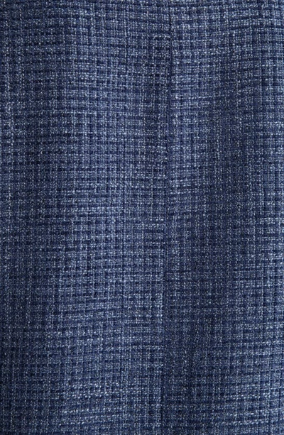 Shop Wit & Wisdom Ruched Sleeve Tweed Blazer In Indigo